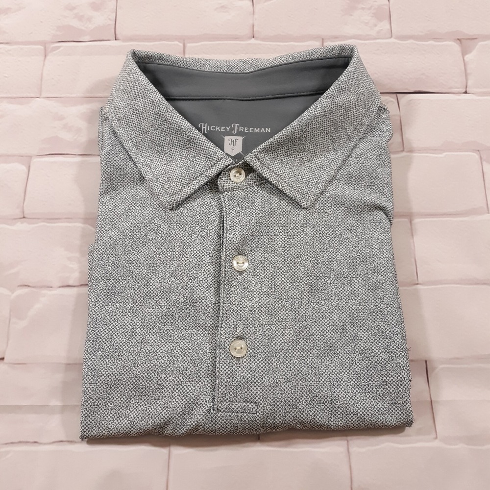 Hickey Freeman Golf Polo Shirt Mens Size L Gray Lightweight Stretch Performance